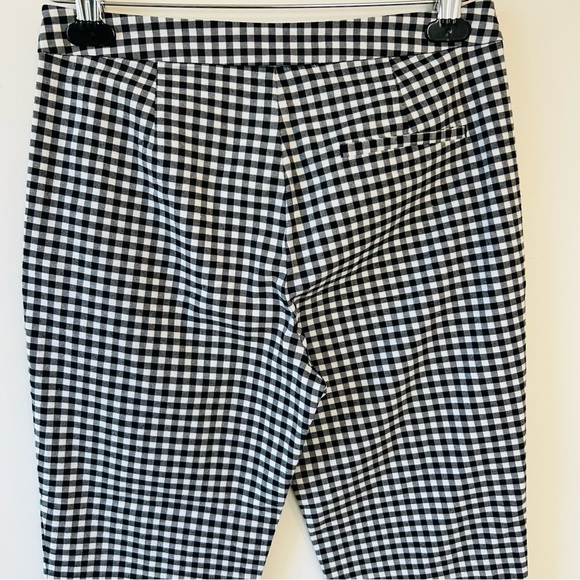 Zara Women’s Black White Gingham Ankle Cropped Pants Ruffle Trim Size M - Picture 5 of 14
